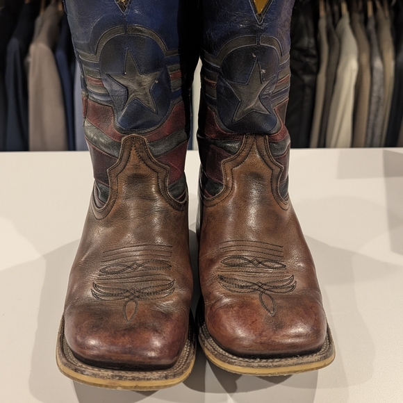 Tin Haul Justice American Brown Western Cowboy Boots Men's 9.5 Captain America - Picture 2 of 16